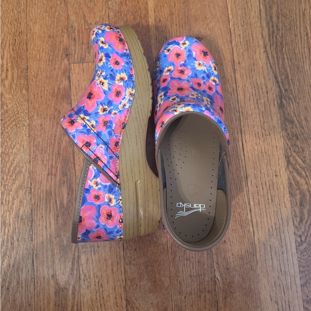 Dansko  Floral Clogs - Pink and Blue